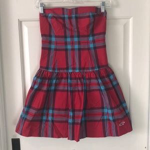 Hollister Red & light blue Plaid dress